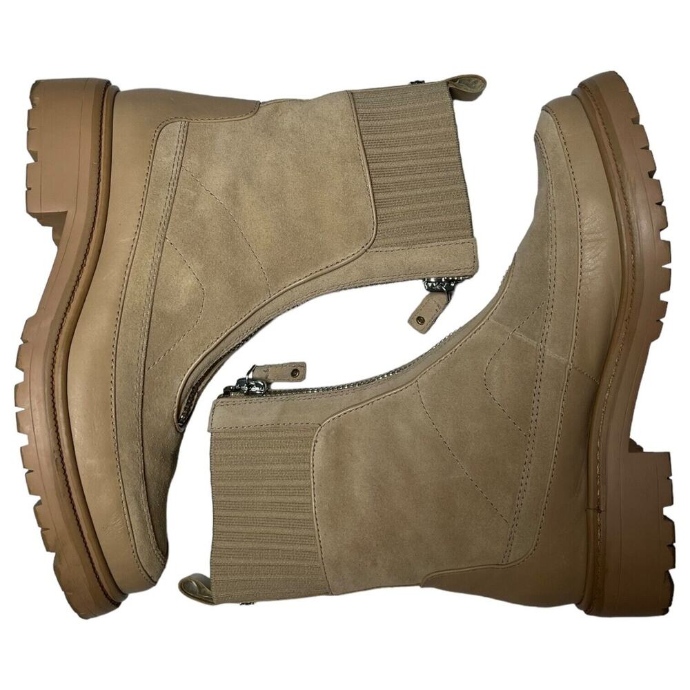 Sam Edelman Boots Womens 8 Leone Leather Chunky Mid Calf Combat Shoes Tan - Picture 10 of 16
